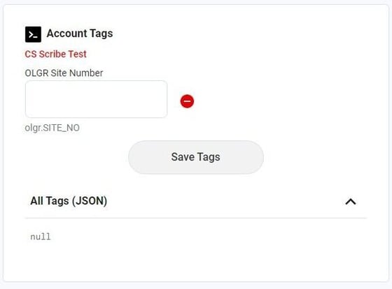 Screenshot of: If you expand the All Tags section, you will see that no OLGR site has been added.